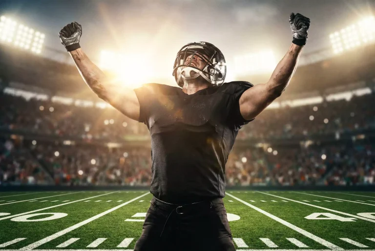 NFL-Spieler feiert Touchdown als Symbol für Moneyline-Siegwette