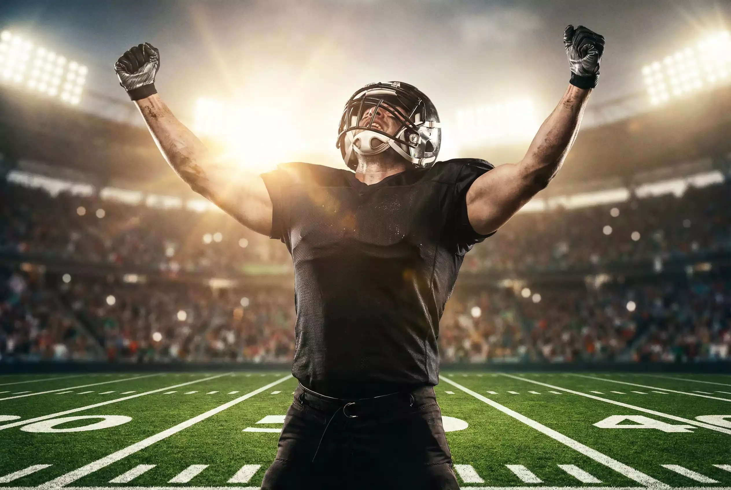 NFL-Spieler feiert Touchdown als Symbol für Moneyline-Siegwette