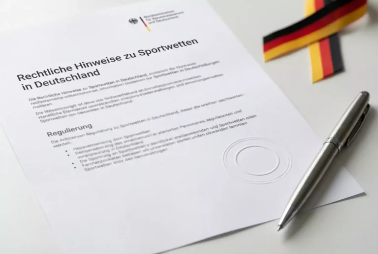 Dokument mit Stempel und Stift als Symbol für Wettregulierung in Deutschland
